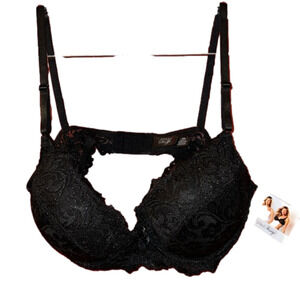 NWT Smart & Sexy Black Lace Underwear Padded Bra 38B